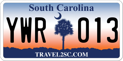 SC license plate YWR013