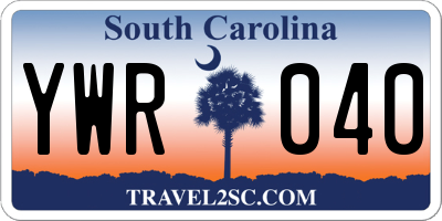 SC license plate YWR040