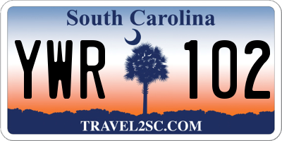 SC license plate YWR102