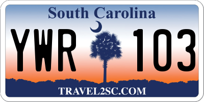 SC license plate YWR103