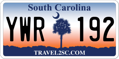 SC license plate YWR192