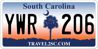 SC license plate YWR206