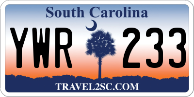 SC license plate YWR233