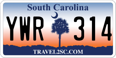SC license plate YWR314