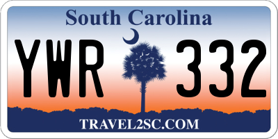 SC license plate YWR332