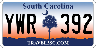 SC license plate YWR392