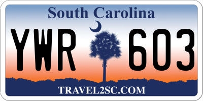 SC license plate YWR603