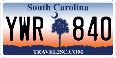 SC license plate YWR840