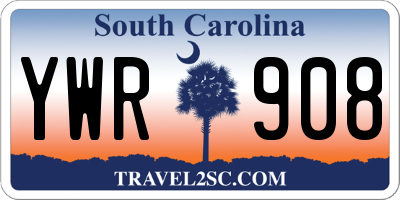 SC license plate YWR908
