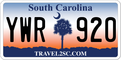 SC license plate YWR920
