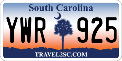 SC license plate YWR925