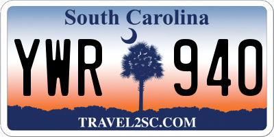 SC license plate YWR940
