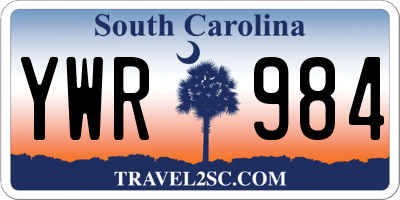 SC license plate YWR984