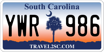 SC license plate YWR986