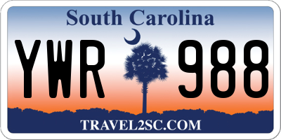 SC license plate YWR988