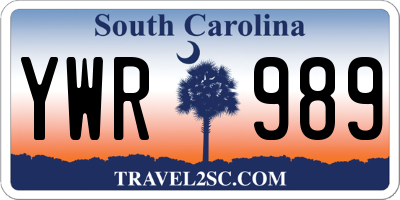 SC license plate YWR989