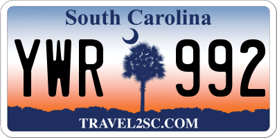 SC license plate YWR992