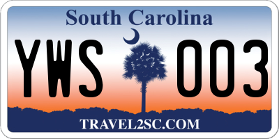 SC license plate YWS003
