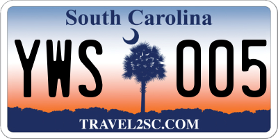SC license plate YWS005