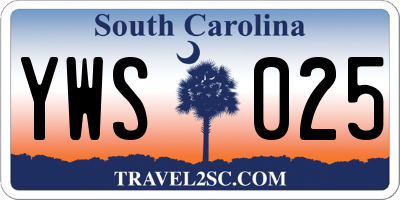SC license plate YWS025