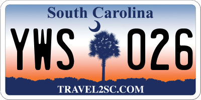 SC license plate YWS026