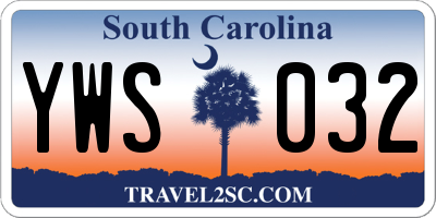 SC license plate YWS032