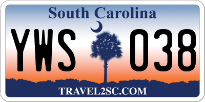 SC license plate YWS038