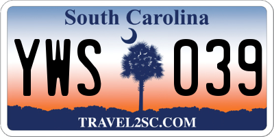 SC license plate YWS039