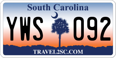 SC license plate YWS092