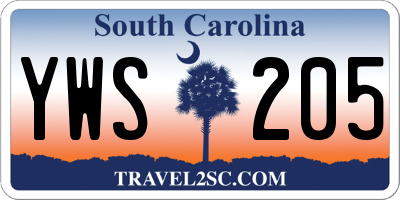 SC license plate YWS205
