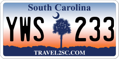 SC license plate YWS233
