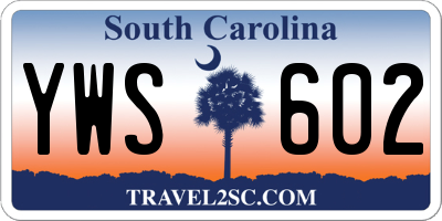 SC license plate YWS602