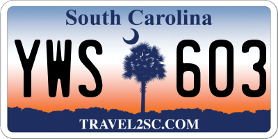 SC license plate YWS603