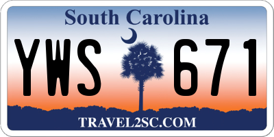 SC license plate YWS671