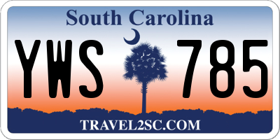 SC license plate YWS785