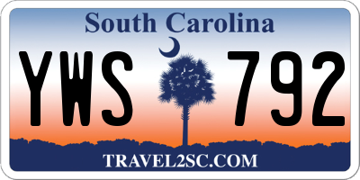 SC license plate YWS792