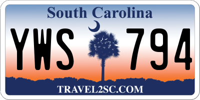 SC license plate YWS794