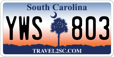 SC license plate YWS803