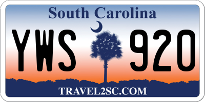 SC license plate YWS920