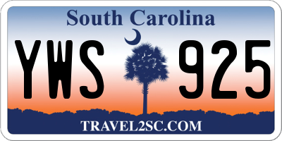 SC license plate YWS925