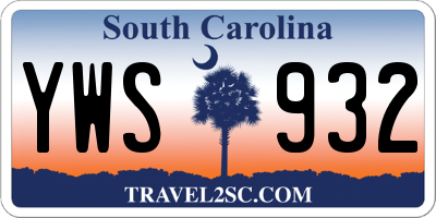 SC license plate YWS932