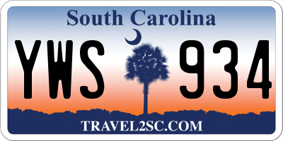 SC license plate YWS934