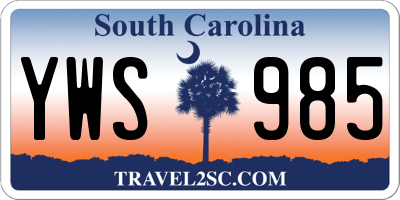SC license plate YWS985