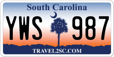 SC license plate YWS987