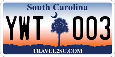 SC license plate YWT003
