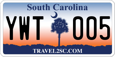 SC license plate YWT005