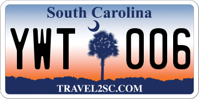 SC license plate YWT006