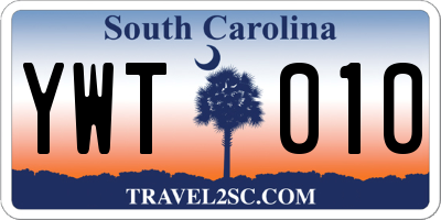 SC license plate YWT010