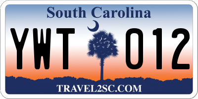 SC license plate YWT012