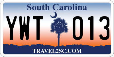 SC license plate YWT013